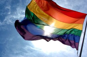 Η σημαία με τα χρώματα του ουράνιου τόξου, σύμβολο του LGBT κινήματος Φωτο Ludοvic Bertron